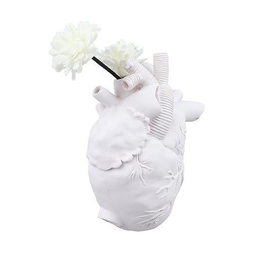 Kreative Anatomische Herz-Kunst-Harzvase, Herzförmige Blumenvasen-Skulptur für Desktop-Dekoration Im Wohnzimmer (Weiß) von SUPYINI