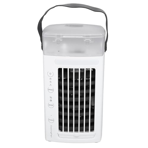 SUPYINI 2-in-1 Tragbarer Klimaanlagenlüfter, Desktop-Kühlventilator mit 3 Windgeschwindigkeiten, Verdunstungsluftkühler, 7 Farben Licht für Büro, Haus, Zimmer und Reisen Im Freien von SUPYINI