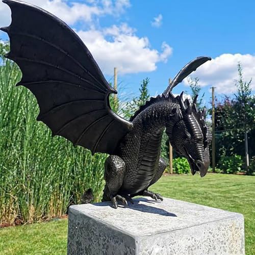 SUPYINI Garten Statuen Ornamente, große patinierte Bronze Dragon Gothic Garden Decor Statue, der Drache der Garten Skulpturen Statuen, Yard Art, lustige Harz Ornament die von SUPYINI
