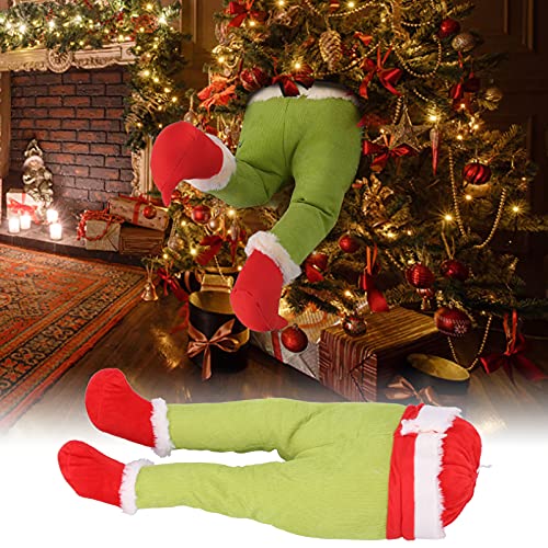 SUPYINI Grinch Weihnachtselfen Deko, Weihnachten Elf Körper Beine Weihnachtsbaum,Weihnachtsbaum Topper Garland Ornamente, Weihnachts Splüschhand Beine Baum Ornament von SUPYINI