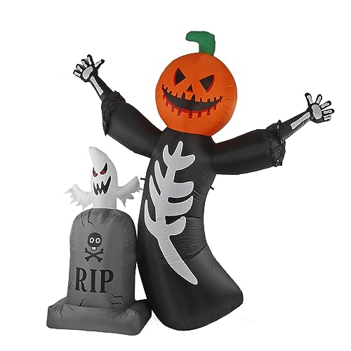 SUPYINI Halloween Tombstone Aufblasbare Dekoration, LED-Dekoration für den Garten, mit Erdspießen, Seil, Wasserbeutel, Party, Festival, Urlaub (EU) von SUPYINI