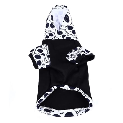 SUPYINI Haustier Halloween Hoodies Hund Halloween Sweatshirt Haustier Schädel Hoodie Warm Weich Bequem für Kleine Mittlere Haustiere mit Totenmuster-Farbstoff-Handwerks Kunst SUPYINI Haustier Halloween Hoodies Hund Halloween Sweatshirt Haustier Schädel Hoodie Warm Weich Bequem für Kleine Mittlere Haustiere mit Totenmuster-Farbstoff-Handwerks Kunst von SUPYINI