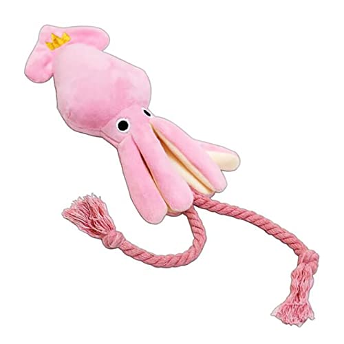 SUPYINI Hunde-Plüsch Tier mit Seil Rosa Kraken-Design Biss-beständiges Kau Spielzeug für Hunde Interaktives Gefülltes Haustier-Spielzeug Wasch Bares Langlebiges Plüsch Material von SUPYINI