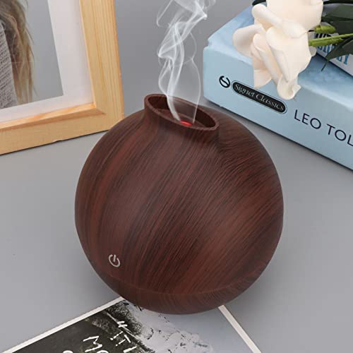 SUPYINI Luftbefeuchter, 130 Ml USB-LED-Mini-Diffusor für ätherische Öle, Büro-Desktop-Luftbefeuchter (Dunkle Holzmaserung) von SUPYINI