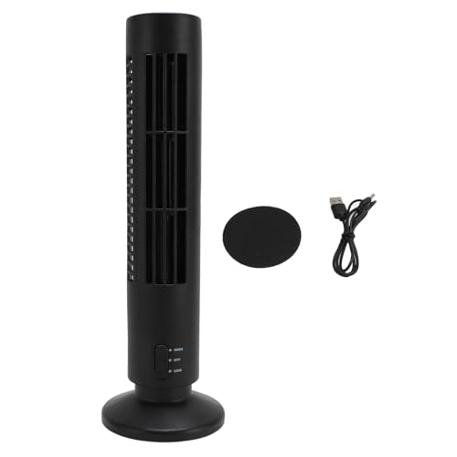 SUPYINI Turmventilator ohne Flügel, Tragbarer Schreibtischventilator, Leiser USB-Kühlventilator ohne Flügel mit 2 Geschwindigkeiten für das Schlafzimmer zu Hause (Schwarz) von SUPYINI