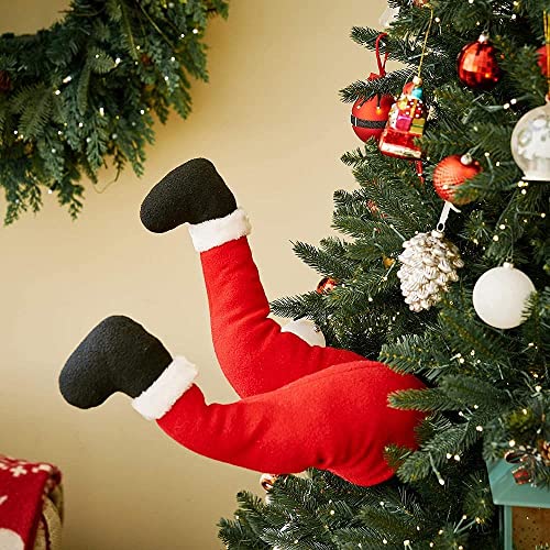 SUPYINI Weihnacht selfen Körper Baumschmuck, Weihnachtsbaum Dekoration, Elfenbeine Gefüllte Stuck Weihnachtsbaum Topper Girlanden Ornamente Plüschbeine für Baumschmuck(#1) von SUPYINI