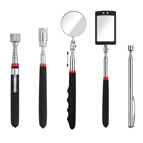 SUQ 5 Stücke Magnetisches Pick-Up Grabber, Magnetheber Set, Inkl. 15lb/ 1.5lb/ 8lb mit LED-Licht, Teleskopgriff 360d°Drehbar Rundem/Quadratischem Inspektionsspiegel für Zusätzlich Betrachtungswinkel SUQ 5 Stücke Magnetisches Pick-Up Grabber, Magnetheber Set, Inkl. 15lb/ 1.5lb/ 8lb mit LED-Licht, Teleskopgriff 360d°Drehbar Rundem/Quadratischem Inspektionsspiegel für Zusätzlich Betrachtungswinkel von SUQ