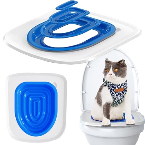 SUQ Katzen Toiletten Trainings Kit, Wiederverwendbar, Trainingssystem zum eingewöhnen Ihrer Katze an das WC, Universelles Katzen Toiletten Trainings System, Haustier Trainer mit Starker Tragfähigkeit von SUQ