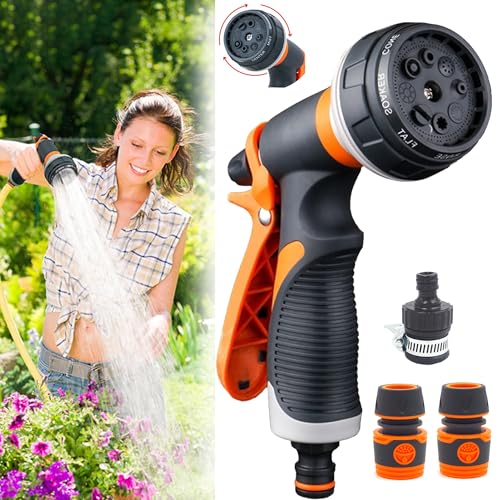 SUQ Multi Spray,Garten Handbrause, Bewässerungsbrause mit 8 Sprühbilder Gartenbrause - Hochdruck Handsprüher für Bewässerung Rasen, Autowaschen, Haustier Baden, Bürgersteig Reinigung von SUQ