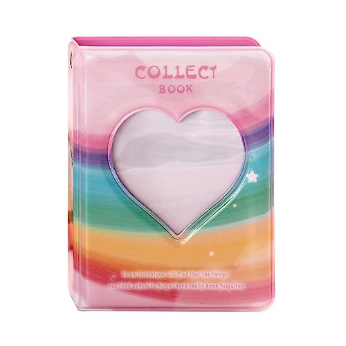 SURALIN 1PCS Mini-Fotoalbum, 40 Taschen, Kpop-Fotokartenhalter, Liebesherz, hohl, Fotokartenhalter kpop binder Binder Photo Card Holder für Fotosammlung（Regenbogen） von SURALIN