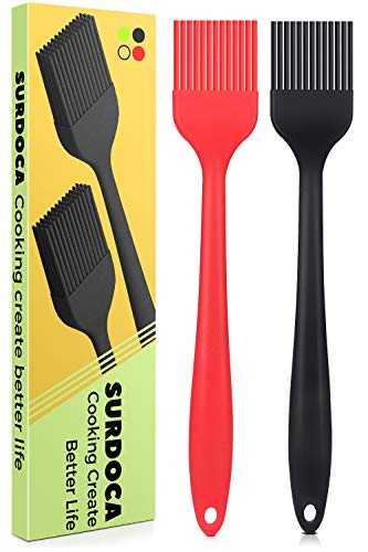 SURDOCA Backpinsel Silikonpinsel Küchenpinsel kochpinsel- 2PCs 8.2" BPA-freies Silikon in Lebensmittelqualität Pinsel Küche, 446℉ (230℃) Wärmebeständigkeit Pinsel Backen BBQ Grillpinsel von SURDOCA