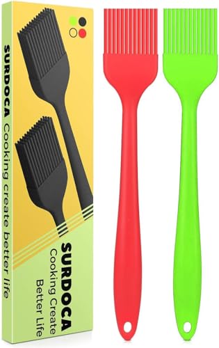 SURDOCA Backpinsel Silikonpinsel Küchenpinsel kochpinsel- 2PCs 8.2" BPA-freies Silikon in Lebensmittelqualität Pinsel Küche, 446℉ (230℃) Wärmebeständigkeit Pinsel Backen BBQ Grillpinsel von SURDOCA