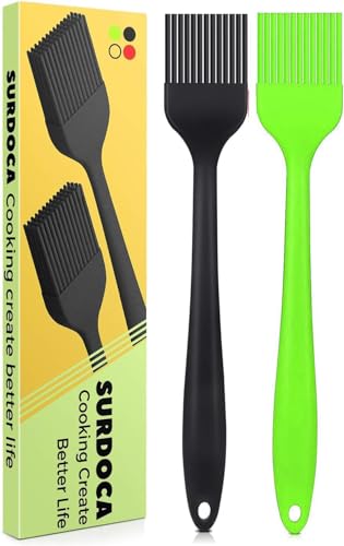 SURDOCA Backpinsel Silikonpinsel Küchenpinsel kochpinsel- 2PCs 8.2" BPA-freies Silikon in Lebensmittelqualität Pinsel Küche, 446℉ (230℃) Wärmebeständigkeit Pinsel Backen BBQ Grillpinsel von SURDOCA