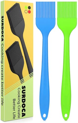 SURDOCA Backpinsel Silikonpinsel Küchenpinsel kochpinsel- 2PCs 8.2" BPA-freies Silikon in Lebensmittelqualität Pinsel Küche, 446℉ (230℃) Wärmebeständigkeit Pinsel Backen BBQ Grillpinsel von SURDOCA