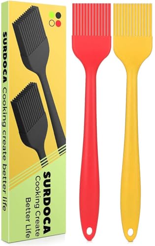 SURDOCA Backpinsel Silikonpinsel Küchenpinsel kochpinsel- 2PCs 8.2" BPA-freies Silikon in Lebensmittelqualität Pinsel Küche, 446℉ (230℃) Wärmebeständigkeit Pinsel Backen BBQ Grillpinsel von SURDOCA