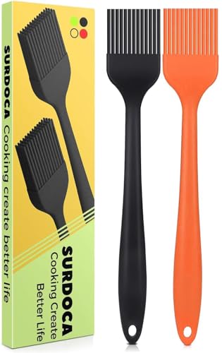 SURDOCA Backpinsel Silikonpinsel Küchenpinsel kochpinsel- 2PCs 8.2" BPA-freies Silikon in Lebensmittelqualität Pinsel Küche, 446℉ (230℃) Wärmebeständigkeit Pinsel Backen BBQ Grillpinsel von SURDOCA