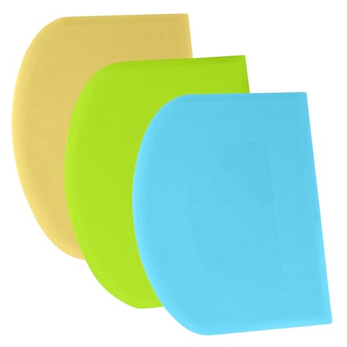 SURDOCA Teigschaber Teigkarte Teigschneider Teigspachtel, 3P 4.7x3.7" Kunststoff BPA Frei Flexibel Scharfe Kante Ecken Anti-Rutsch Kuchenschaber, Backen Zubehör Dekorationswerkzeuge Modellierwerkzeug von SURDOCA