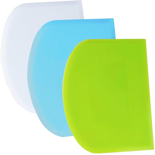 SURDOCA Teigschaber Teigkarte Teigschneider Teigspachtel, 3P 4.7x3.7" Kunststoff BPA Frei Flexibel Scharfe Kante Ecken Anti-Rutsch Kuchenschaber, Backen Zubehör Dekorationswerkzeuge Modellierwerkzeug von SURDOCA