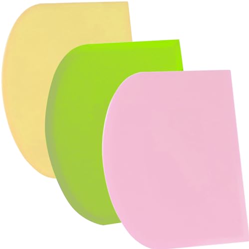 SURDOCA Teigschaber Teigkarte Teigschneider Teigspachtel, 3P 4.7x3.7" Kunststoff BPA Frei Flexibel Scharfe Kante Ecken Anti-Rutsch Kuchenschaber, Backen Zubehör Dekorationswerkzeuge Modellierwerkzeug von SURDOCA