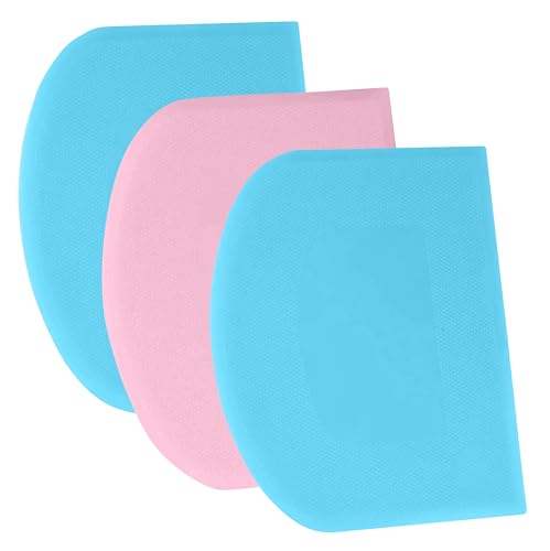 SURDOCA Teigschaber Teigkarte Teigschneider Teigspachtel, 3P 4.7x3.7" Kunststoff BPA Frei Flexibel Scharfe Kante Ecken Anti-Rutsch Kuchenschaber, Backen Zubehör Dekorationswerkzeuge Modellierwerkzeug von SURDOCA