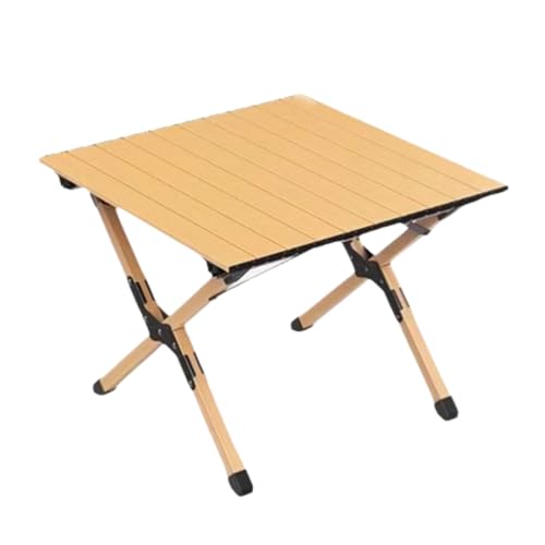 Campingtisch aus Aluminiumlegierung, tragbarer Tisch im Freien, Picknick-Campingtische, rechteckiger Klapptisch(Wood Color Small) von SUREK
