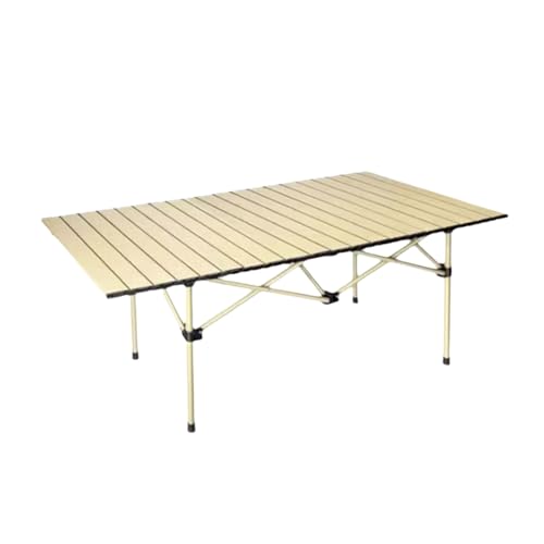 Carbon Stahl Camping Tisch Tragbare Ultraleicht Picknick Tisch Outdoor Klapptische(Beige Large) von SUREK