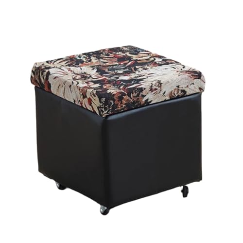 Robust Fasermischung Ottomanen mit Holzrahmen Hocher-Foam-Schaum kurz osmanischer Hocker Kompakt Fußschemel-Retro-Ottomane Platz sparen von SUREK