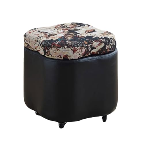 Robust Fasermischung Ottomanen mit Holzrahmen Hocher-Foam-Schaum kurz osmanischer Hocker Kompakt Fußschemel-Retro-Ottomane Platz sparen von SUREK