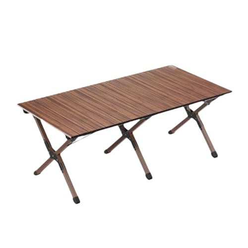 SUREK Campingtisch aus Aluminiumlegierung, tragbarer Tisch im Freien, Picknick-Campingtische, rechteckiger Klapptisch(Brown Large) von SUREK