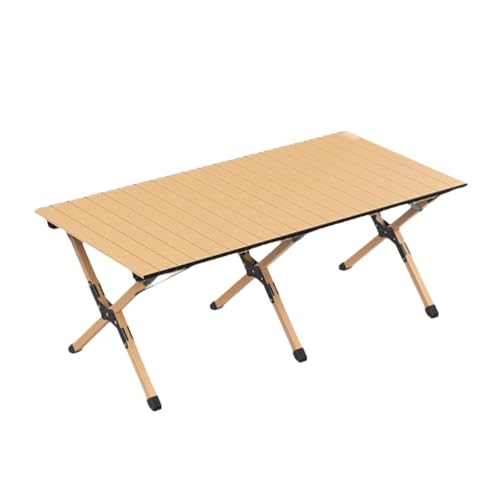SUREK Campingtisch aus Aluminiumlegierung, tragbarer Tisch im Freien, Picknick-Campingtische, rechteckiger Klapptisch(Wood Color Large) von SUREK