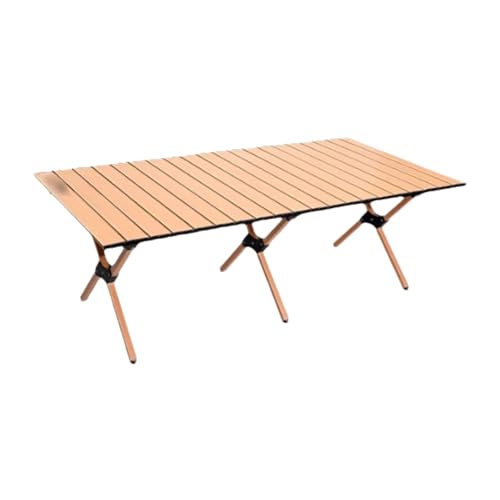 SUREK Campingtisch aus Kohlenstoffstahl, tragbarer Tisch, faltbar, Picknick, Faltbare Campingtische(Wood Color Large) von SUREK