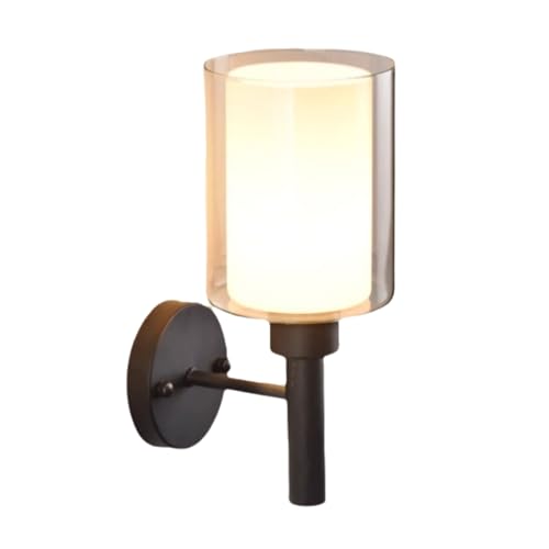 SUREK Platz sparen Eisen Wandlampe Wohnzimmer Schlafzimmer Wandlampe Glas Lampenschatten Wandlampe kreative Wandlampe Schwarze Außenwandlampe schöne von SUREK