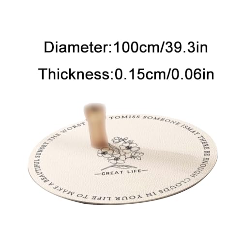 SUREK Wiederverwendbar Leder -Tischdecke Vintage Blumen -Tischdecke Reiniger Tischdecke runde weiche Tischdecke 100 cm/39.3in waschbar von SUREK