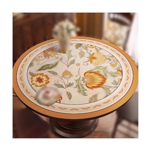 SUREK Wiederverwendbar Leder -Tischdecke Vintage Tischdecke runde Tischdecke Innen- und Außen -Tischdecke Waschbares Tischdecke 100 cm/39.3in waschbar von SUREK