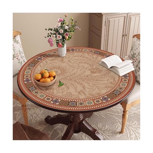SUREK Wiederverwendbar Leder -Tischdecke runde Tischdecke Vintage Tischdecke Waschbare Tischdecke Haus Esstisch Tischdecke 60 cm/23.6in waschbar von SUREK