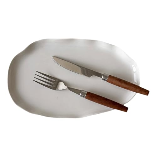 Schöne Keramik -Teller mit Messer- und Gabelfarbküchenplatten Leichter Dessertteller wiederverwendbarer Abendessen Teller leicht Schöne Keramik -Teller mit Messer- und Gabelfarbküchenplatten Leichter Dessertteller wiederverwendbarer Abendessen Teller leicht von SUREK
