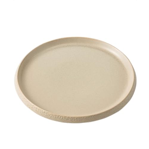 Schöne Keramische Teller runde Küchenplatten Wiederverwendbare Servierplatten Feste Farbdessertplatte stärkere Steinschichtplatten leicht von SUREK