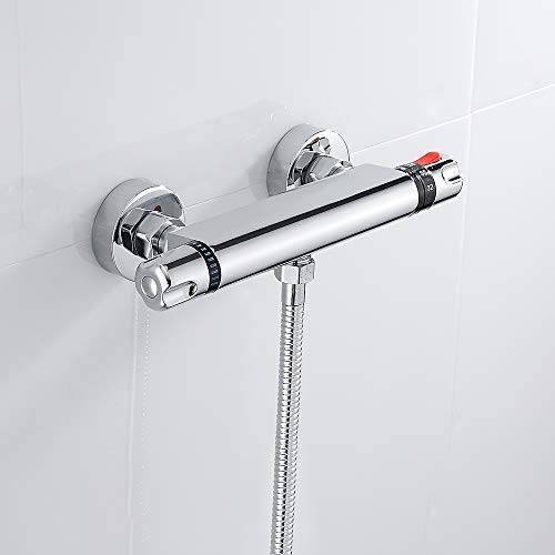 Thermostat Armatur Brausethermostat Brausearmatur Brausemischer Thermostat Mischbatterie mit 38 °C Sicherheitstaste Bad Chrom-Brause(Unten) von Your's Bath