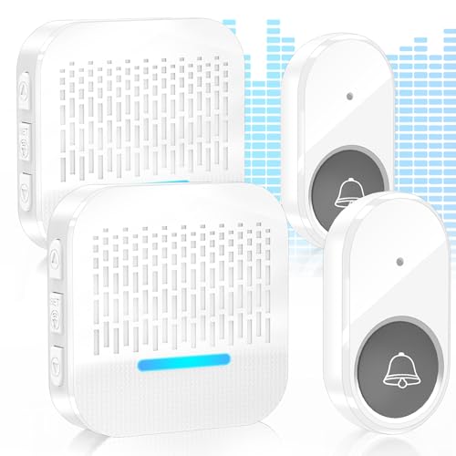 SURFOU Funkklingel, Klingel Haustür mit 2 Sender und 2 Empfänger, 300m Reichweite Aussen Wasserdicht Klingel Türklingel Kabellos Kit, 5 Lautstärkestufen, 55 Klingeltöne mit LED-Blitz, Weiß SURFOU Funkklingel, Klingel Haustür mit 2 Sender und 2 Empfänger, 300m Reichweite Aussen Wasserdicht Klingel Türklingel Kabellos Kit, 5 Lautstärkestufen, 55 Klingeltöne mit LED-Blitz, Weiß von SURFOU