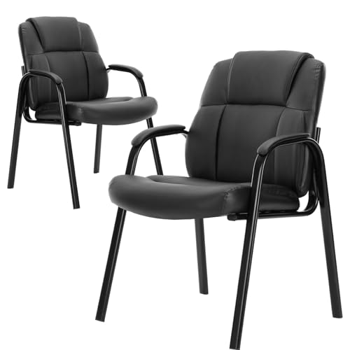 SURFOU 2-er Set Besucher Stuhl mit Armlehne Komfortable Kunstlederbezug,Konferenzstühle mit Hochwertiger Polsterung und Chefsessel für Büro von SURFOU
