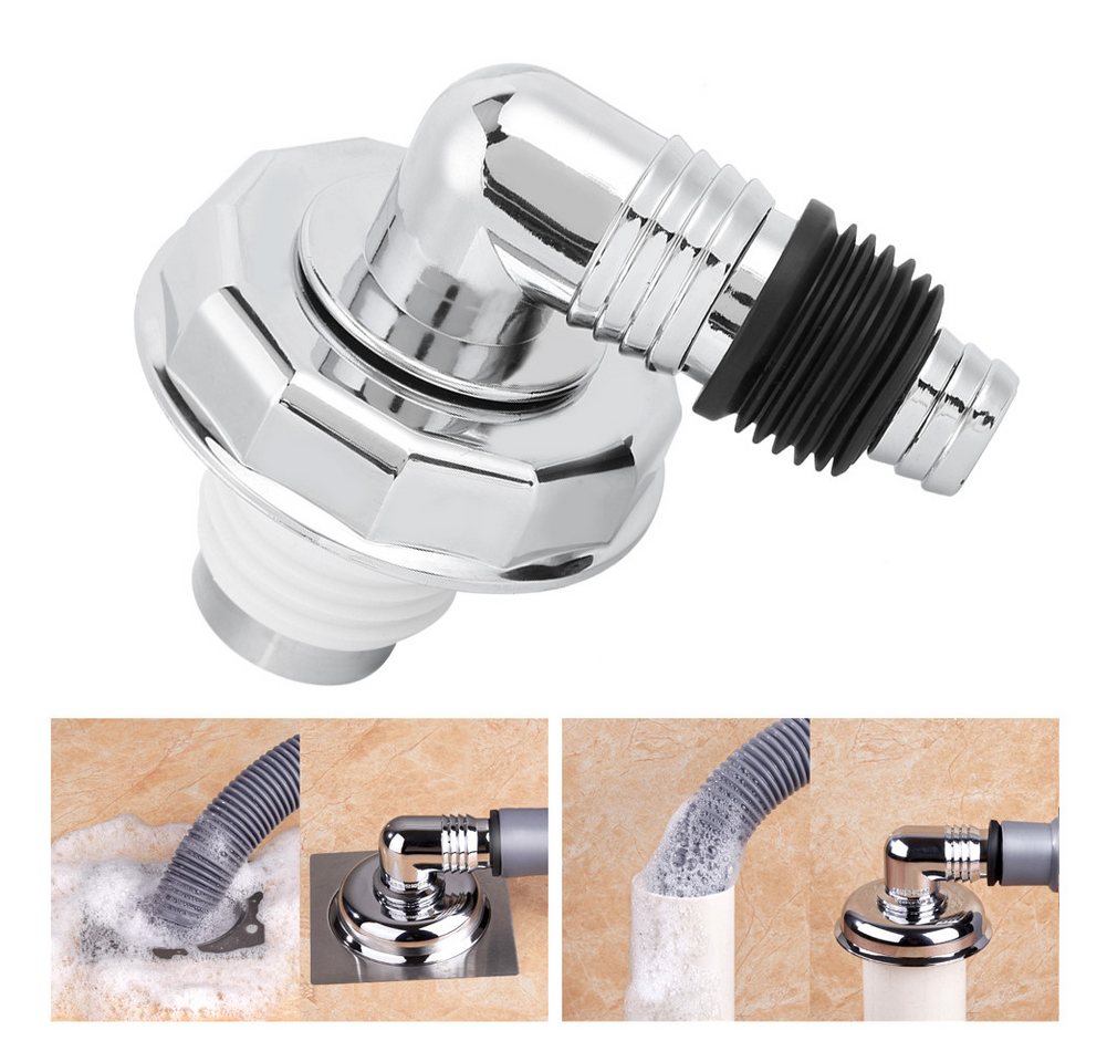 SURFOU Ablaufgarnitur PVC Bodenablauf Verbinder für Waschmaschine–Abfluss Anschluss mit Sieb (Hochwertiger PVC Bodenablauf-Verbinder für Waschmaschine, WC oder Abwassertank, 1-St) Anti-Geruch, Insektenschutz, 360° Drehbar von SURFOU