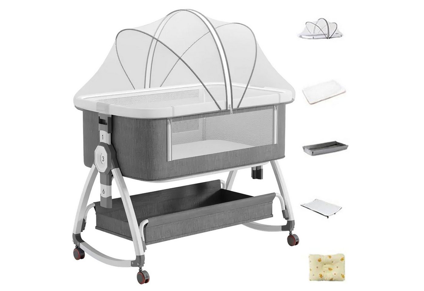 SURFOU Babybett Zustellbett Reisebett Kinderreisebett mit Matratze Laufstall, Höhenverstellug Moskitonetz Wickeltisch zu Montieren und zu Falten SURFOU Babybett Zustellbett Reisebett Kinderreisebett mit Matratze Laufstall, Höhenverstellug Moskitonetz Wickeltisch zu Montieren und zu Falten von SURFOU