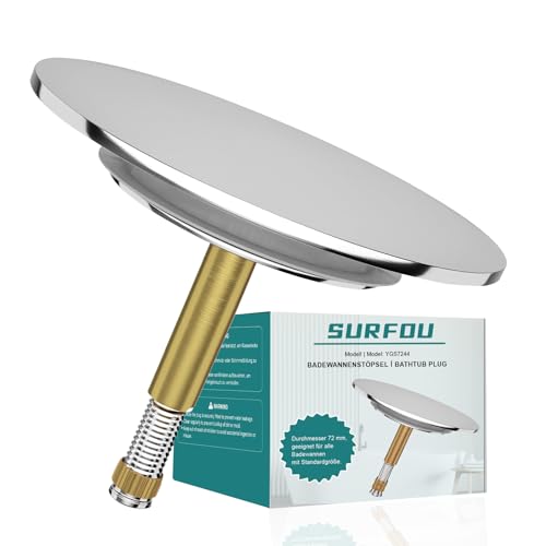 SURFOU Badewannenstöpsel Ø 72mm, Stöpsel Badewanne Abfluss Dichtung 44mm, Badewannen Verschluss Für Badewannenablauf, Wannenstöpsel Universal Stopfen Badewannenstopfen Abflussstopfen Deckel von SURFOU