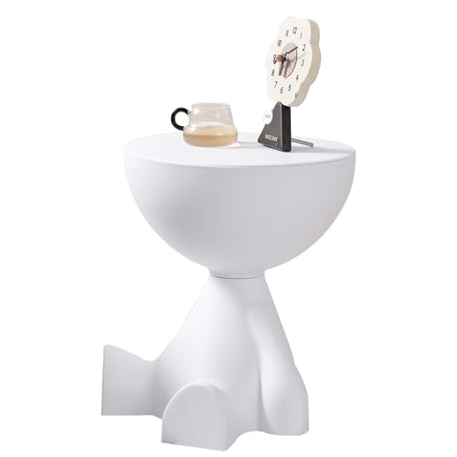 SURFOU Beistelltisch Rund mit Stauraum, Mini Couchtisch für Wohnzimmer & Schlafzimmer, Wasserdicht & Langlebig, Sofatisch Nachttisch Tischchen Modern, Vielseitig einsetzbar (weiß) von SURFOU