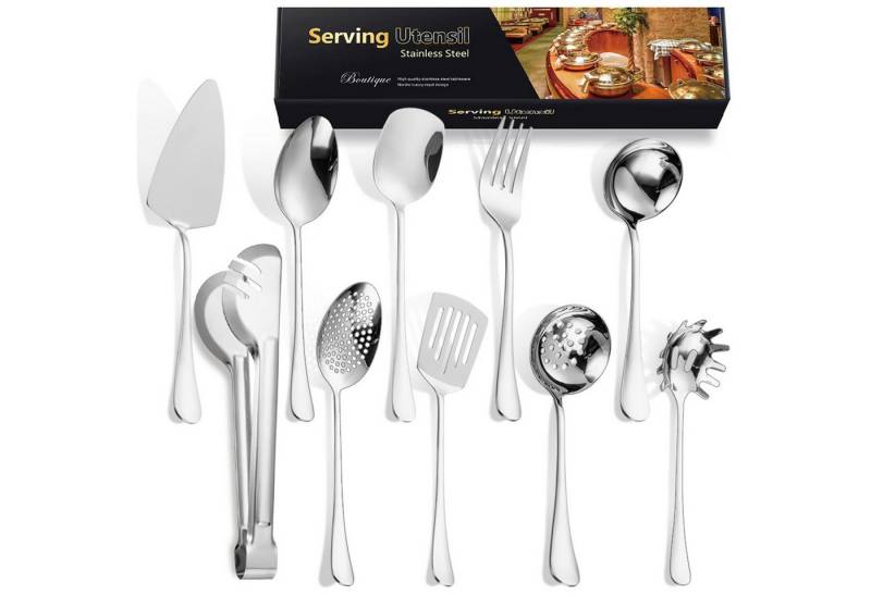 SURFOU Besteck-Set 10-tlg. besteck set Mini-Gemeinschaftsgeschirr Edelstahl Set, Vielseitiges besteck & besteckset für Buffet, Grill, Spülmaschinenfest von SURFOU