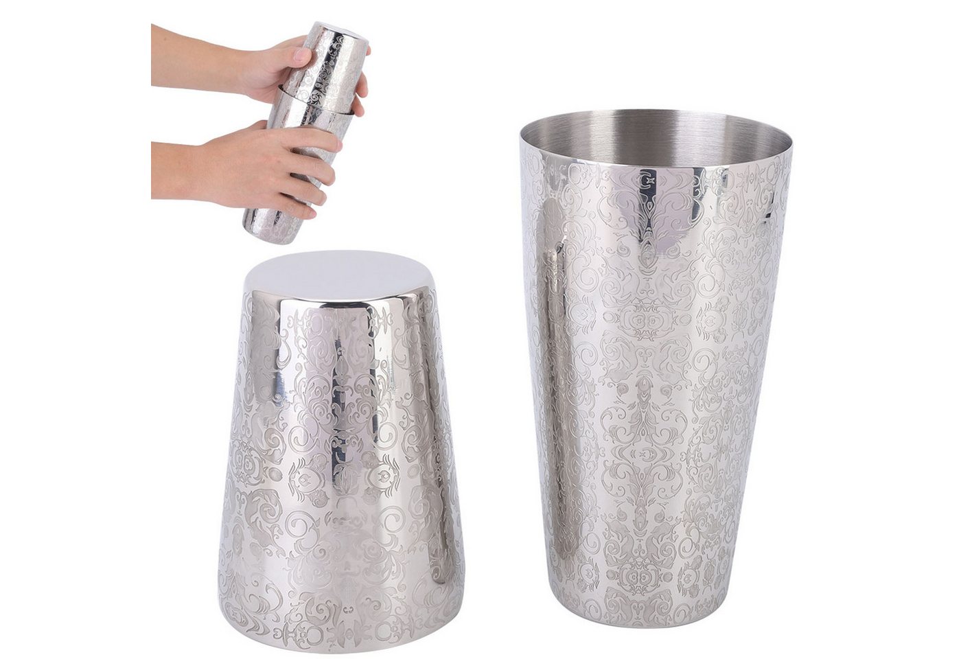 SURFOU Cocktail Shaker 304 Edelstahl Cocktail Shaker Cocktailset 2er Set Silber, (Exquisite Gravur Cocktail Shaker Set – Perfekt für Bar-Profis und Cocktails zu Hause, 2-tlg., Ideal für die Zubereitung von Cocktails, Eiskaffee, Tee), 550ml+820ml SURFOU Cocktail Shaker 304 Edelstahl Cocktail Shaker Cocktailset 2er Set Silber, (Exquisite Gravur Cocktail Shaker Set – Perfekt für Bar-Profis und Cocktails zu Hause, 2-tlg., Ideal für die Zubereitung von Cocktails, Eiskaffee, Tee), 550ml+820ml von SURFOU