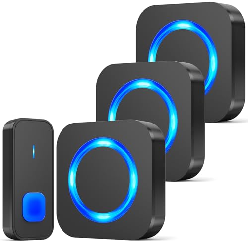SURFOU Funkklingel, Aussen Kabellose Wasserdicht Türklingel, 400m Funk Reichweite Klingel Haustür mit 3 Plug-in-Empfänger, 55 Klingeltönen 5 Lautstärken, Haustürklingel, Schwarz SURFOU Funkklingel, Aussen Kabellose Wasserdicht Türklingel, 400m Funk Reichweite Klingel Haustür mit 3 Plug-in-Empfänger, 55 Klingeltönen 5 Lautstärken, Haustürklingel, Schwarz von SURFOU