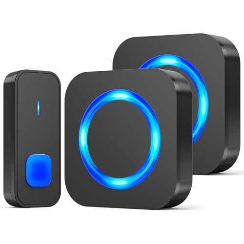 SURFOU Funkklingel, Aussen Kabellose Wasserdicht Türklingel Haustürklingel, 400m Funk Reichweite Klingel Haustür mit 2 Plug-in-Empfänger, 55 Klingeltönen 5 Lautstärken, Schwarz SURFOU Funkklingel, Aussen Kabellose Wasserdicht Türklingel Haustürklingel, 400m Funk Reichweite Klingel Haustür mit 2 Plug-in-Empfänger, 55 Klingeltönen 5 Lautstärken, Schwarz von SURFOU