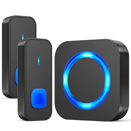 SURFOU Funkklingel, Türklingel Funk Aussen Kabellose Wasserdicht Funkklingel mit 2 Sender, 400m Reichweite Klingel Haustür mit 55 Klingeltönen 5 Lautstärken Blinken LED, Schwarz SURFOU Funkklingel, Türklingel Funk Aussen Kabellose Wasserdicht Funkklingel mit 2 Sender, 400m Reichweite Klingel Haustür mit 55 Klingeltönen 5 Lautstärken Blinken LED, Schwarz von SURFOU