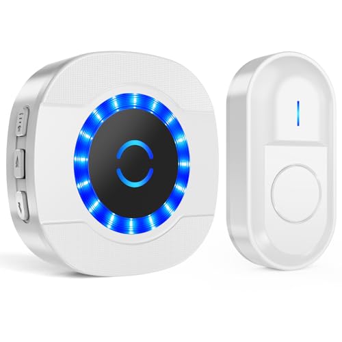 SURFOU Funkklingel, Türklingel Kabellos, 300m Reichweite Aussen Wasserdicht Klingel Haustür Plug-in Empfänger, LED-Blinken, 5 Lautstärkestufen, 55 Klingeltönen (1 Weiß Empfänger + 1 Weiß Sender) SURFOU Funkklingel, Türklingel Kabellos, 300m Reichweite Aussen Wasserdicht Klingel Haustür Plug-in Empfänger, LED-Blinken, 5 Lautstärkestufen, 55 Klingeltönen (1 Weiß Empfänger + 1 Weiß Sender) von SURFOU